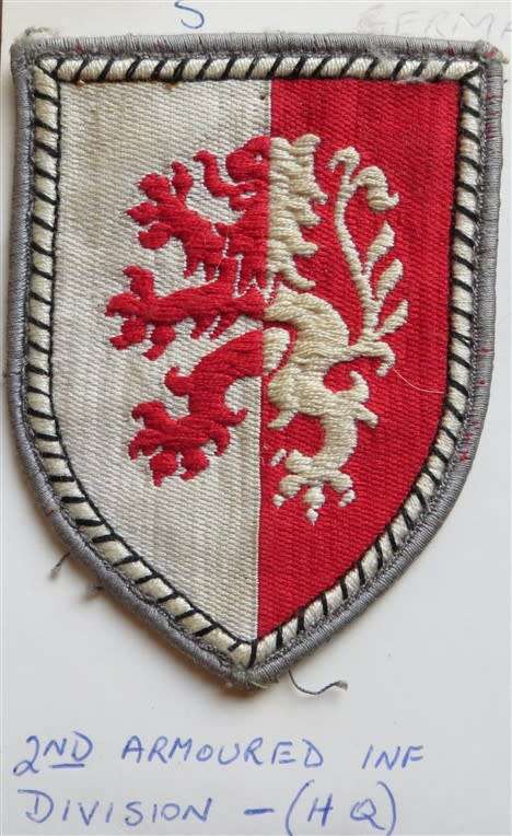 German 2nd Armoured Infantry Division HQ badge/flash
