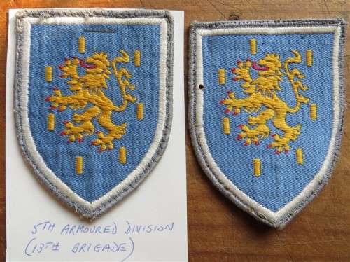 2 x German 5th Armoured Division 13Tth Brigade Embroidered Badges/FLASH