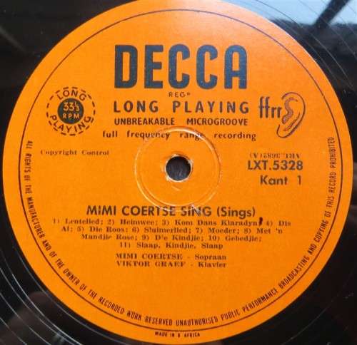 Vintage LP Mimi Coertse - Signed by Mimi Coertse