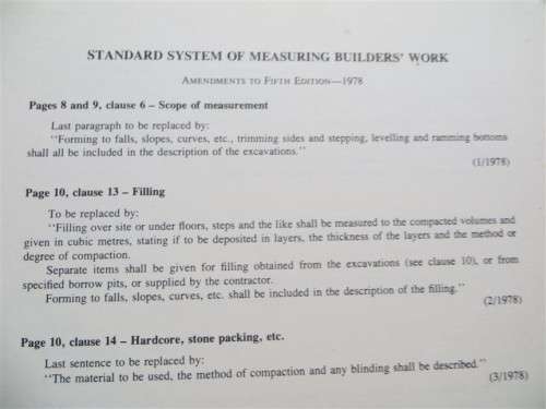 Standard System for measuring Builders Work in SA