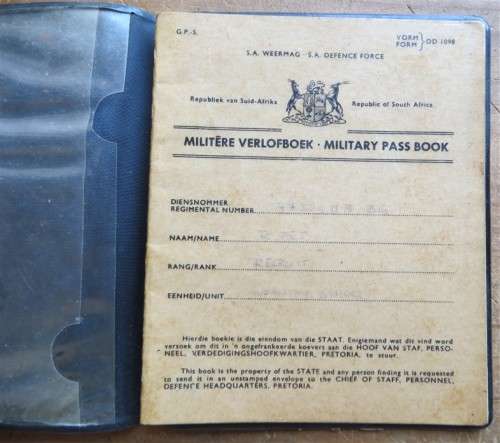 SA Defence Force Pass Book SA Weermag