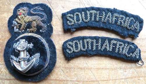SA Navy Officers Embroidered Cap Badge + Shoulder Titles