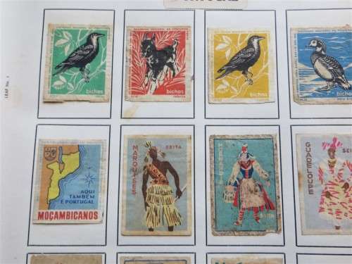Portugal/Moz Vintage Matchbox labels Collection - Let Frame as Pop Art/collectables circa.1950`s