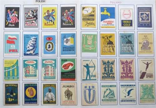 Poland Vintage Matchbox labels Collection - Let Frame as Pop Art/collectables circa.1950`s
