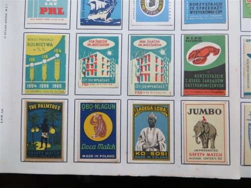 Poland Vintage Matchbox labels Collection - Let Frame as Pop Art/collectables circa.1950`s
