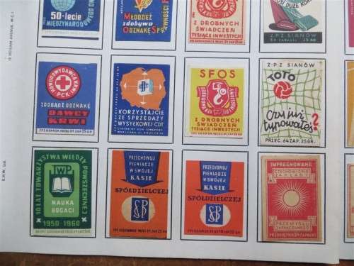 Poland Vintage Matchbox labels Collection - Let Frame as Pop Art/collectables circa.1950`s