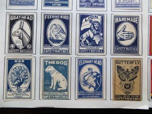 India Vintage Matchbox labels Collection - Let Frame as Pop Art/collectables circa.1950`s