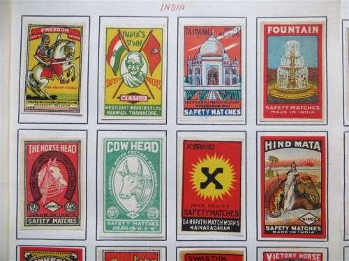 India Vintage Matchbox labels Collection - Let Frame as Pop Art/collectables circa.1950`s