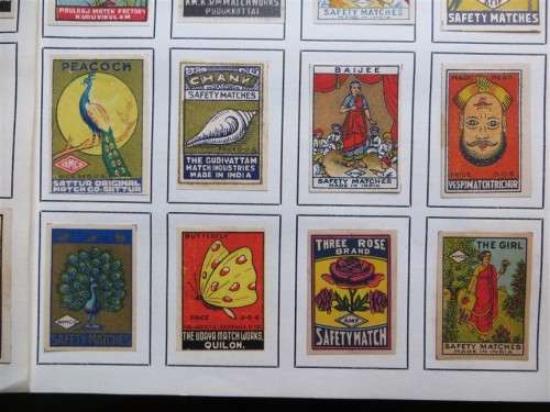India Vintage Matchbox labels Collection - Let Frame as Pop Art/collectables circa.1950`s