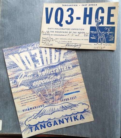 2 X 1948 Gatti Hallicrafters - Kilimanjaro - Transmission Cards from Base Camp