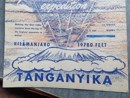 2 X 1948 Gatti Hallicrafters - Kilimanjaro - Transmission Cards from Base Camp