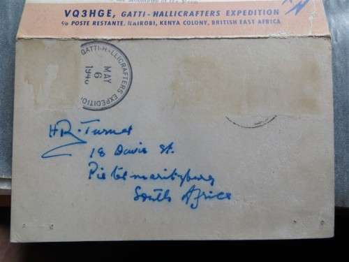 2 X 1948 Gatti Hallicrafters - Kilimanjaro - Transmission Cards from Base Camp