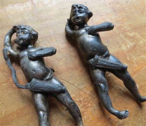 Pair of Vintage detailed Cherubs/Cupids - Metal Pewter