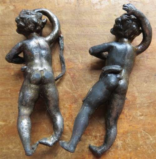 Pair of Vintage detailed Cherubs/Cupids - Metal Pewter