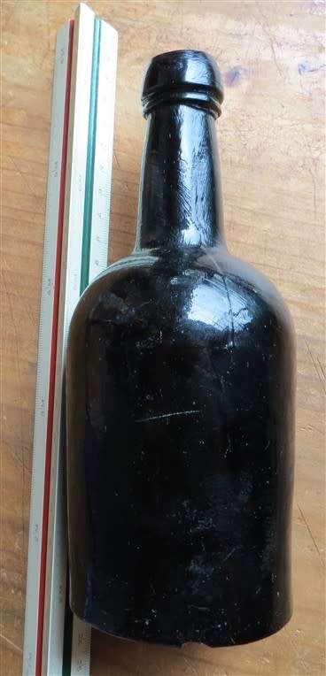 Antique Dark Glass Bottle - Joining seam lines visible