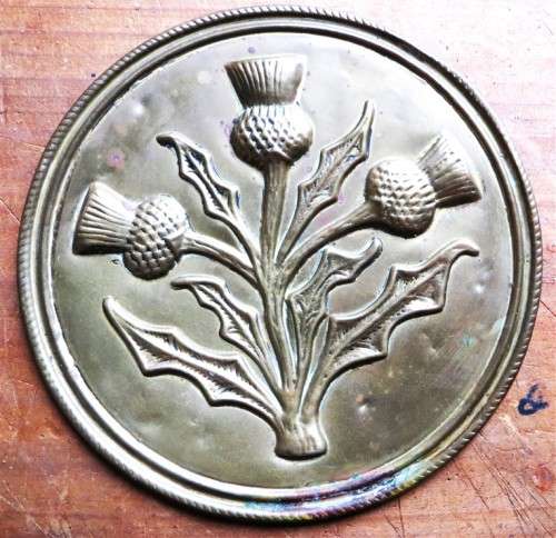 ELPEC England Round Brass Thistle Plaque