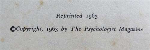 Early 1960`s Vintage Psychology Books/Magazines - 2 Shillings Each