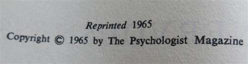 Early 1960`s Vintage Psychology Books/Magazines - 2 Shillings Each