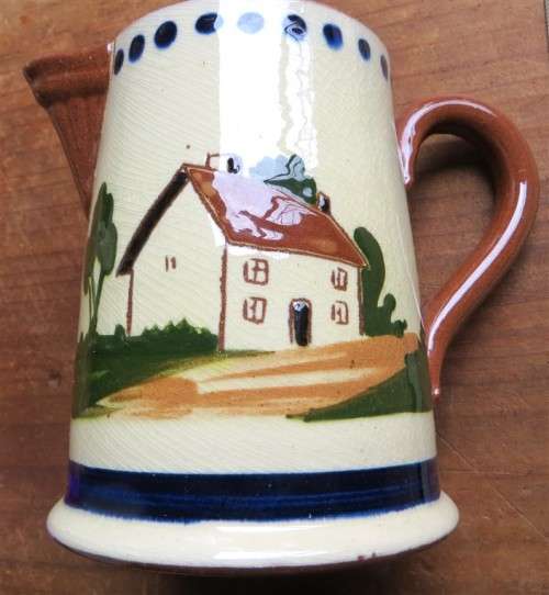 Vintage Watcombe Motto Milk Jug - Time Tide Wait No Man Devon England
