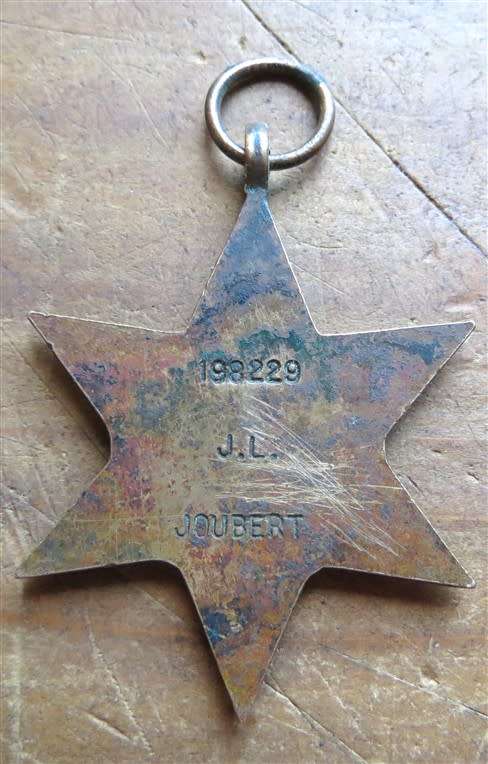 The Africa Star Medal #198229 J.L Joubert