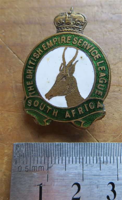 The British Empire Service League Badge - South Africa Numbered
