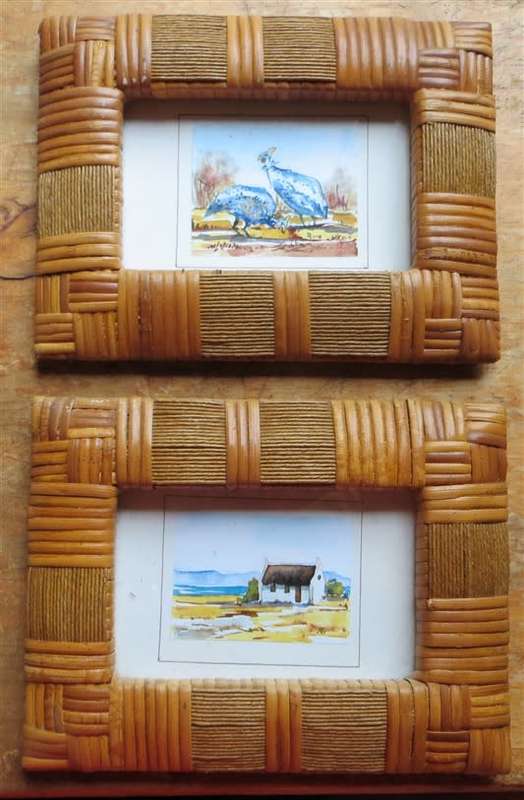 2 x Vintage 160mm x 215mm Cane Picture Frames