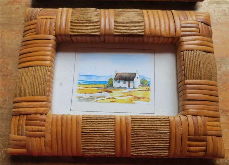 2 x Vintage 160mm x 215mm Cane Picture Frames