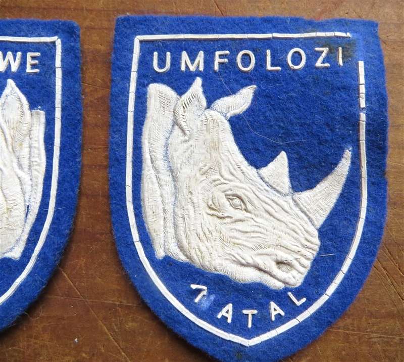 2 X NATAL RHINO PATCHES/BADGES - HLUHLUWE & UMFOLOZI