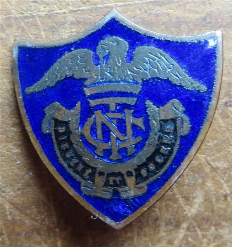 Vintage MetalArt Enammelled Badge - Eagle on Shield holding key