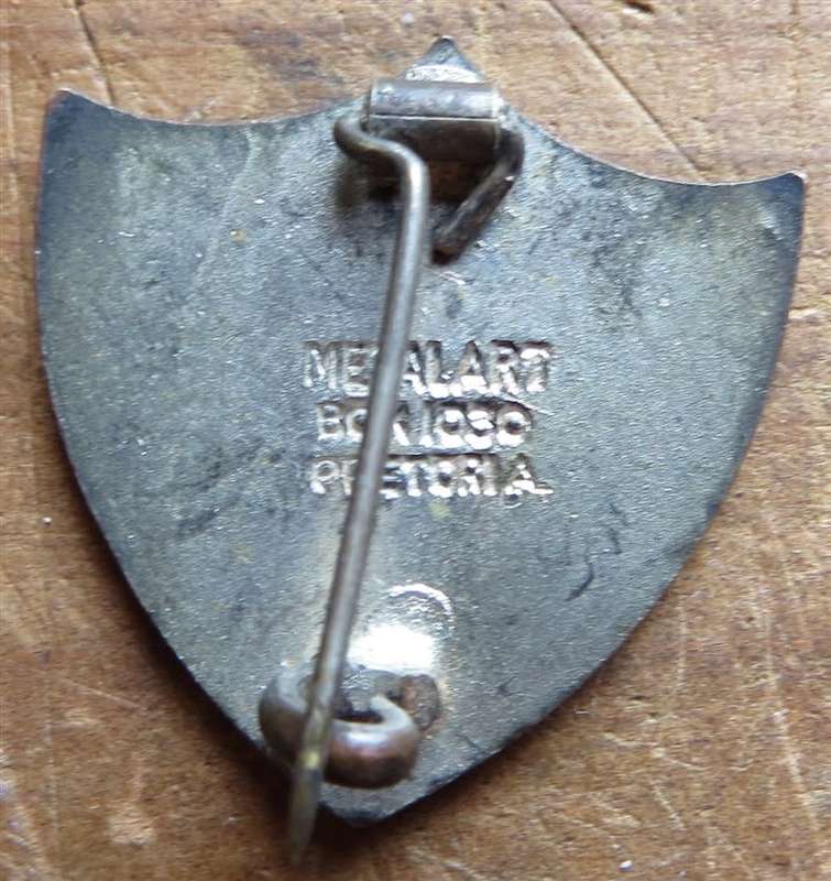 Vintage MetalArt Enammelled Badge - Eagle on Shield holding key