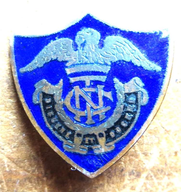Vintage MetalArt Enammelled Badge - Eagle on Shield holding key