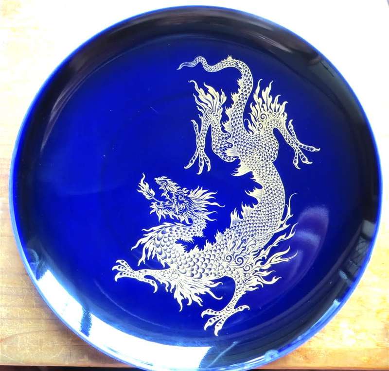Large painted Alboth & Kaiser alka kunst Decor - dragon design Plate