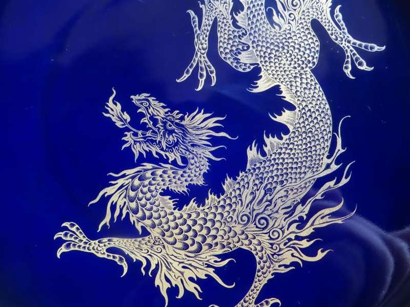 Large painted Alboth & Kaiser alka kunst Decor - dragon design Plate