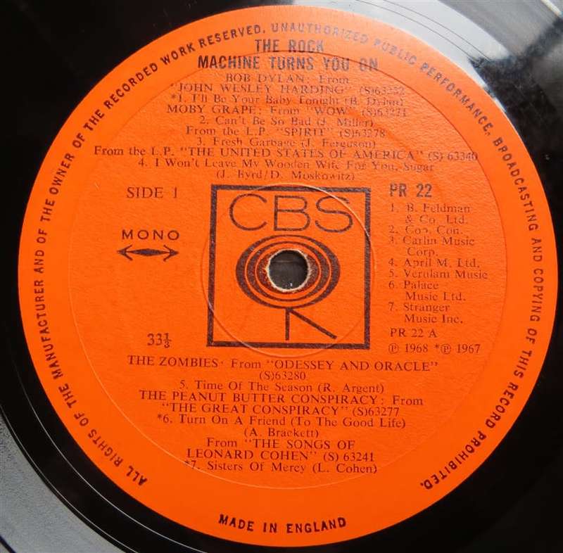 Vintage LP The Rock Machine turns you on - Dylan,Gohen+ - see pics scratches