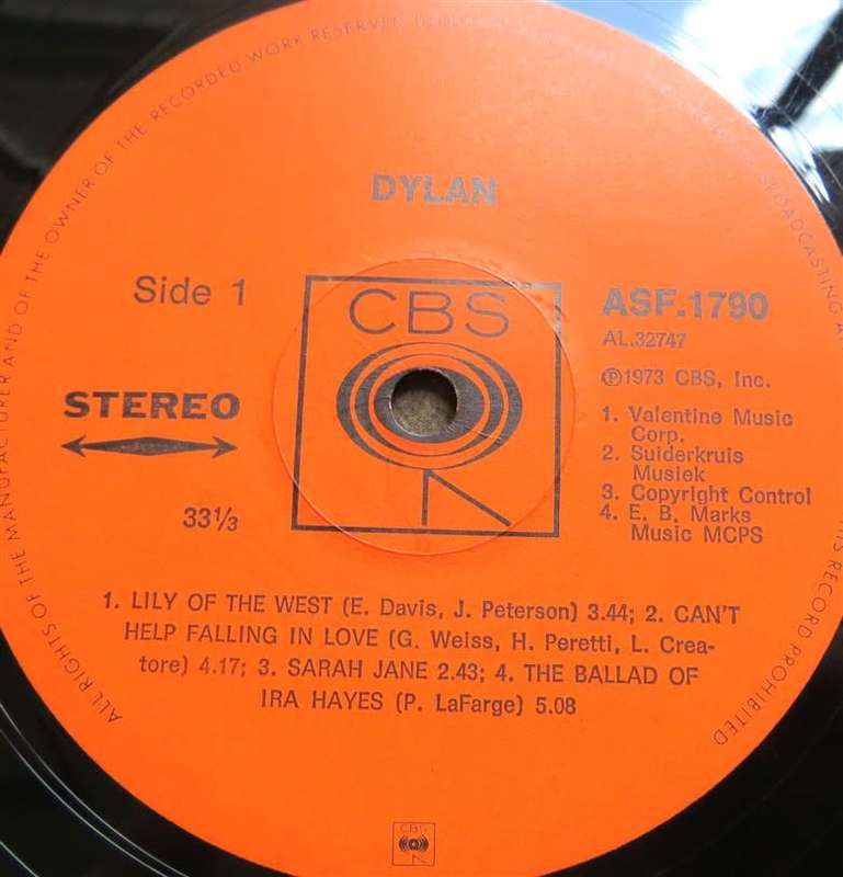 Vintage Vinyl LP Bob Dylan - Dylan - VG