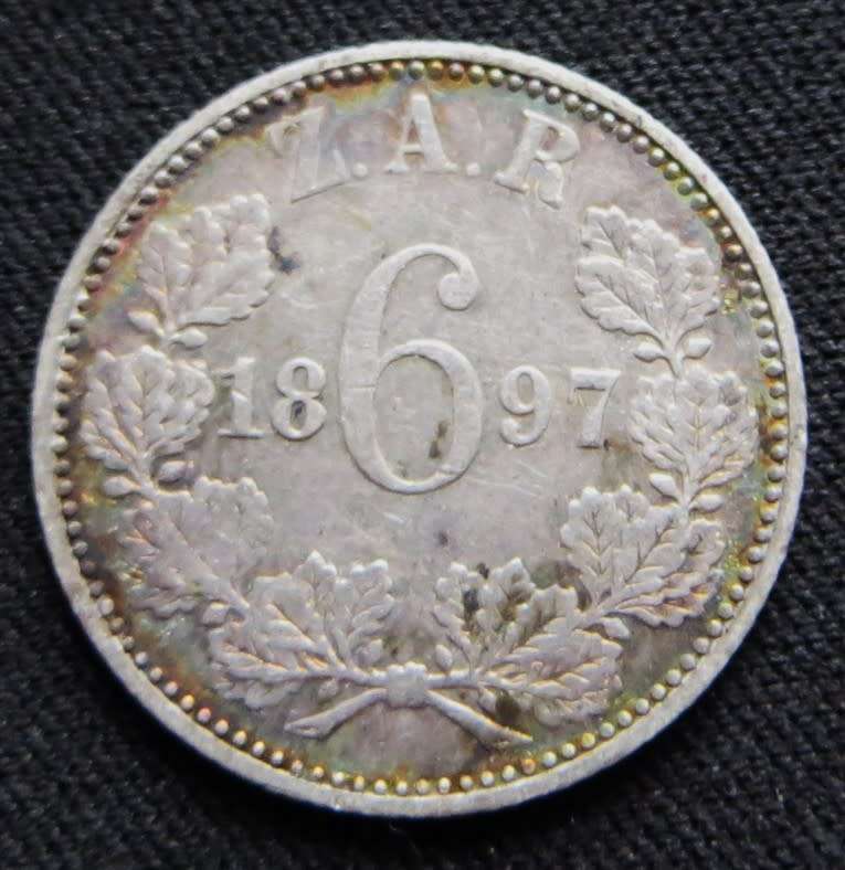 ZAR 1897 6d Sixpence SILVER
