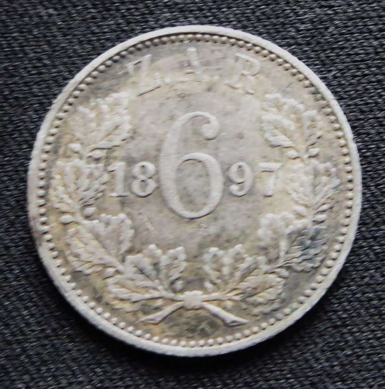 ZAR 1897 6d Sixpence SILVER