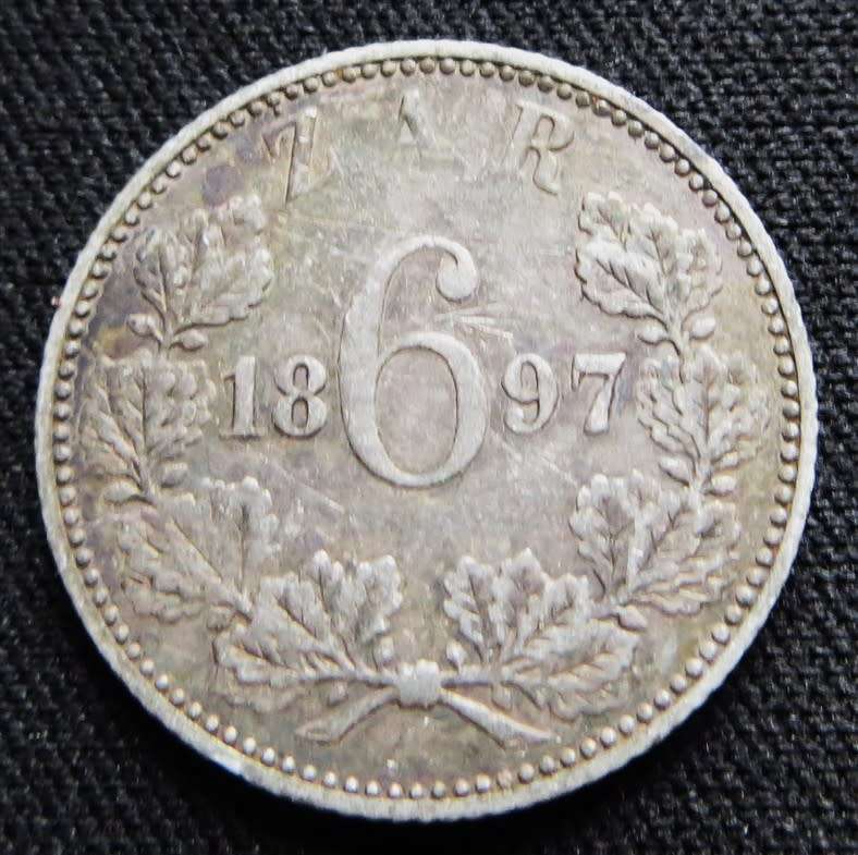 ZAR 1897 6d Sixpence SILVER