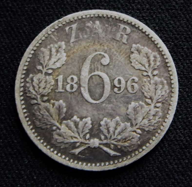 ZAR 1896 6d Sixpence SILVER