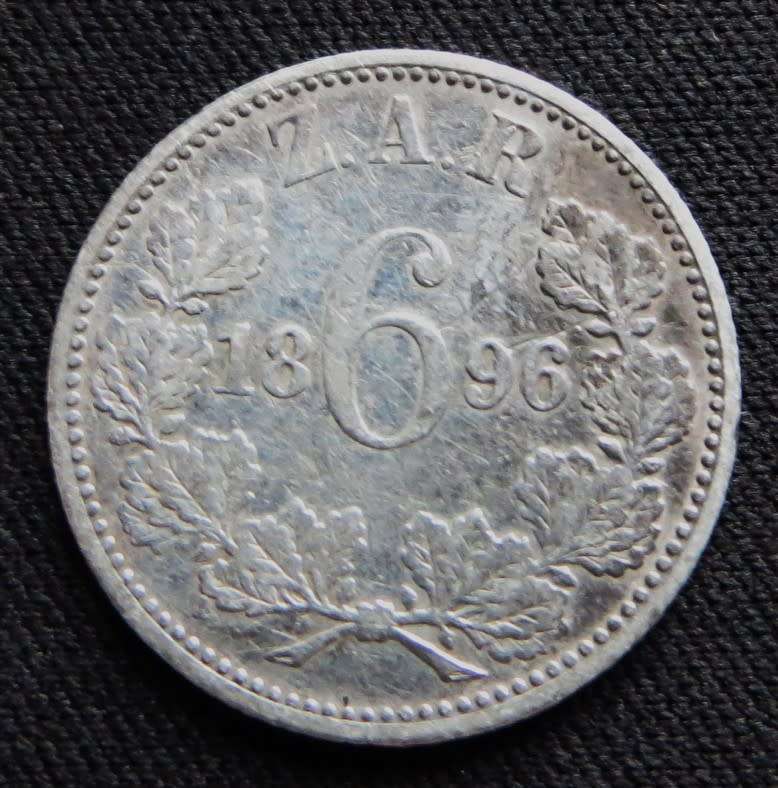 ZAR 1896 6d Sixpence SILVER
