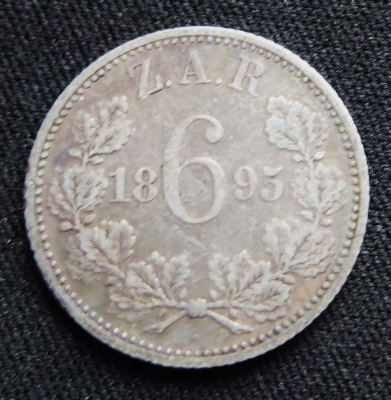 ZAR 1895 6d Sixpence SILVER