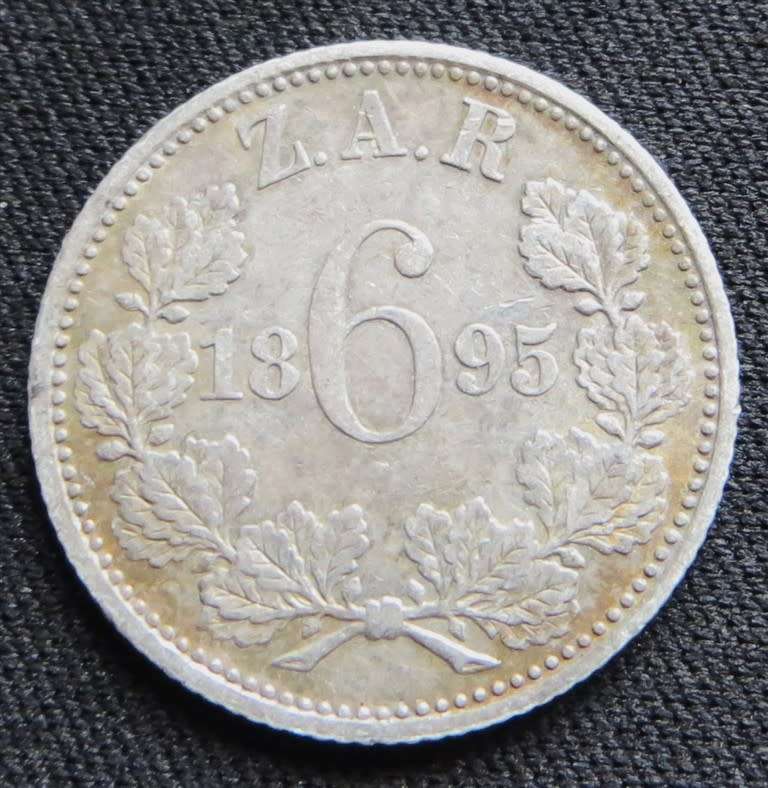 ZAR 1895 6d Sixpence SILVER