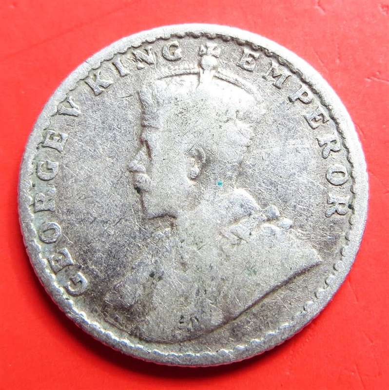 1915 British India 1/4 Rupee Silver **Scarce**