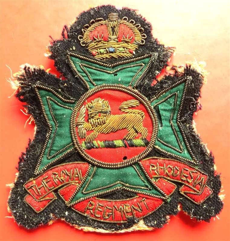 Royal Rhodesia Regiment Wire Bullion Embroidered Badge - Large