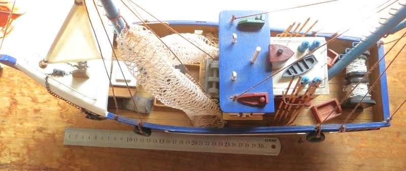 Large Model Ship - Wood - Fishing Boat - 450mm length