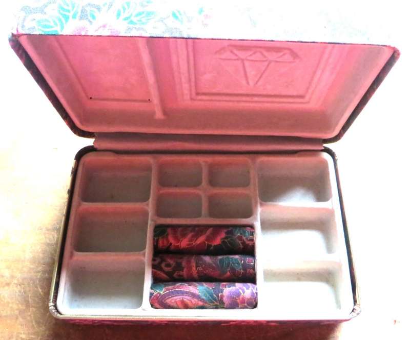 Vintage embroidered jewellery box