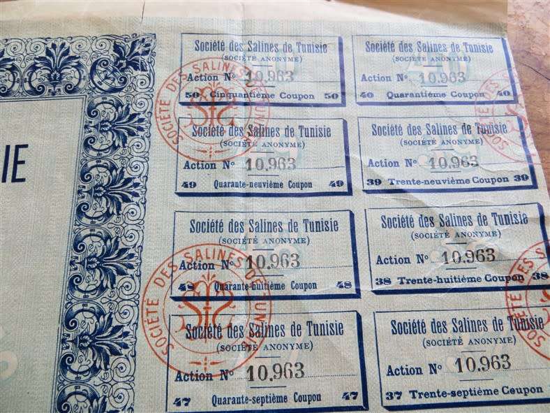 Tunisian Share certificate , French Colonial , 1906