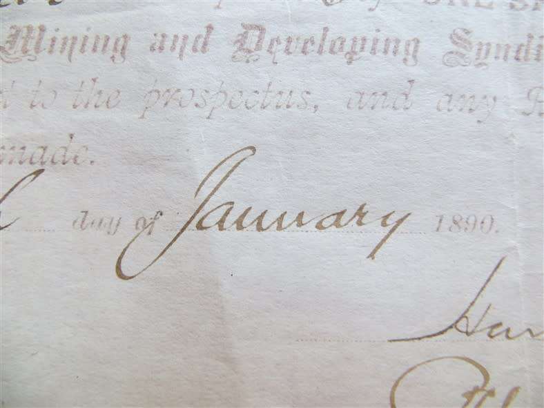 Klerksdorp Mint Gold Mining Co. Share certificate  , 1890 ***SCARCE***