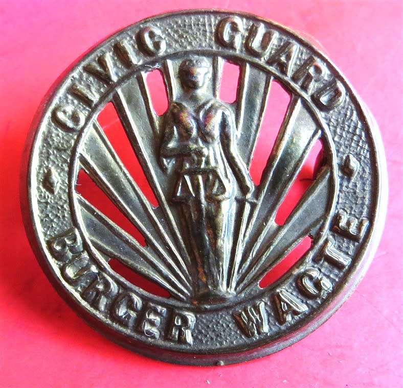 Scarce WW2 ERA South African CIVIC Guard Burger Wagte