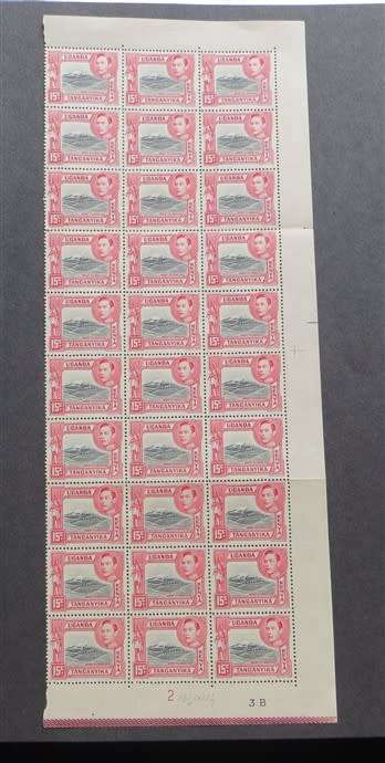 Uganda Tang Kenya 15c Mint Part Sheet / Block 13 1/4 x 13 3/4 High Value
